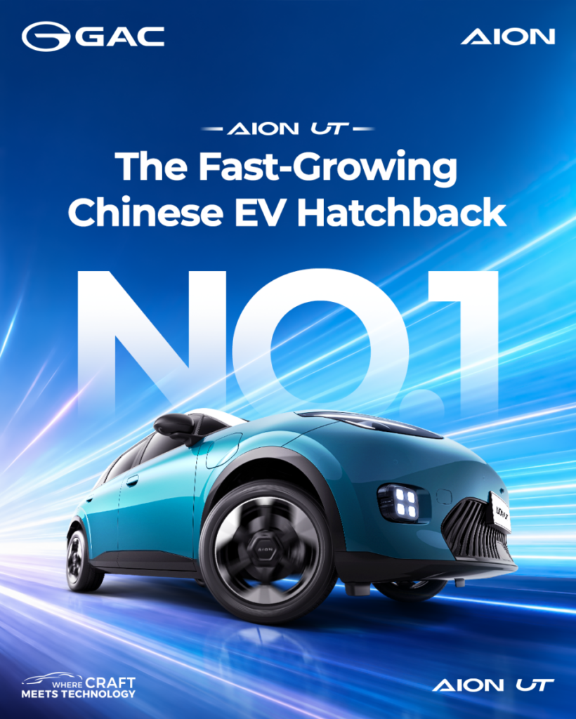 AION UT registra alta mensal de 60%, se tornando o hatch elétrico chinês de maior crescimento